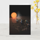 Trappist-1's zeven planeten in een baan rond de st kaart (Gele Bloem)