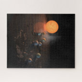 Trappist-1's zeven planeten in een baan rond de st legpuzzel (Horizontaal)