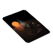 Trappist-1's zeven planeten in een baan rond de st magneet (Rechterzijde)