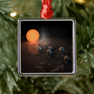 Trappist-1's zeven planeten in een baan rond de st metalen ornament