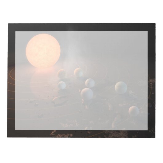 Trappist-1's zeven planeten in een baan rond de st notitieblok (Voorkant)