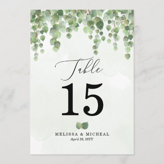 Trapsgewijs Waterverf Eucalyptus Tafelnummer (5x7) (Achterkant)