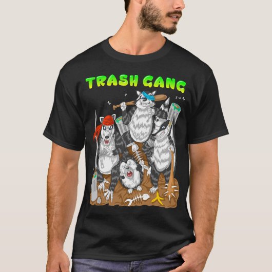 Trash bende raccoon en opossum t-shirt (Voorkant)