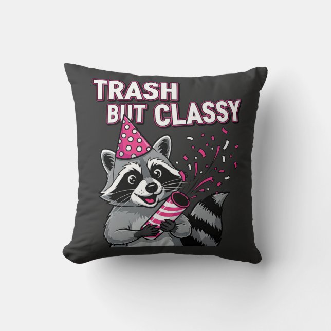 Trash But Classy – Party Raccoon Holiday Edition Kussen (Voorkant)