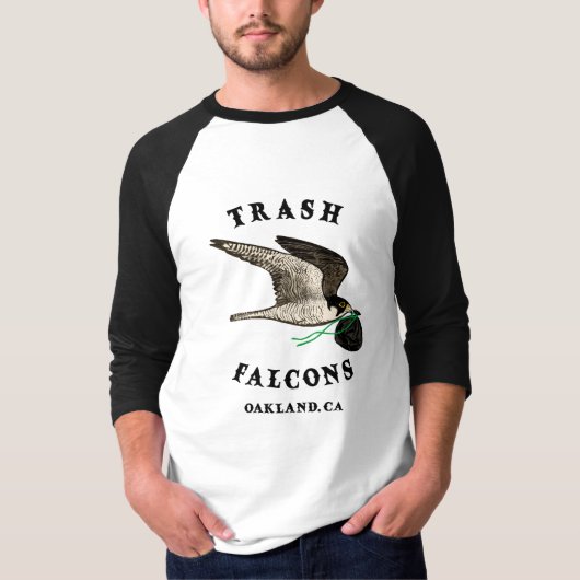 Trash Falcons Officiële BaseballTee - Zwart Sleeve T-shirt (Voorkant)