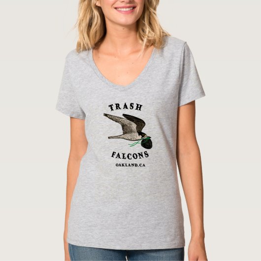 Trash Falcons Officiële V-hals T Shirt - Lichtgrij (Voorkant)