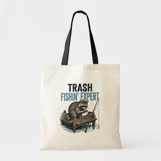 Trash Fishin' Expert Raccoon Tote Bag (Voorkant)