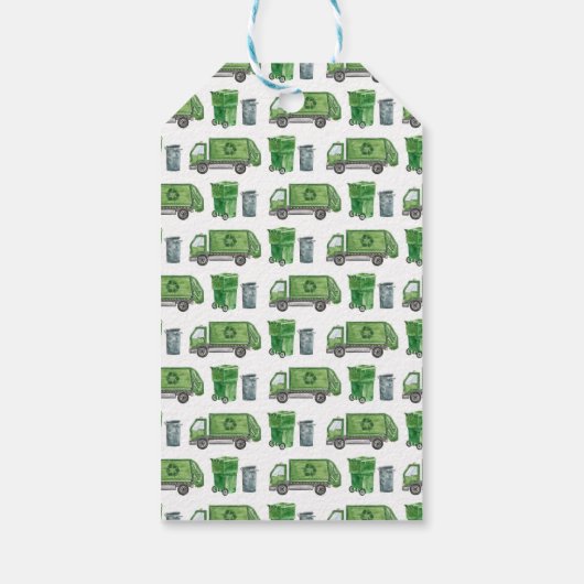 Trash Garbage Truck Birthday Dank je Label Cadeaulabel (Achterkant)