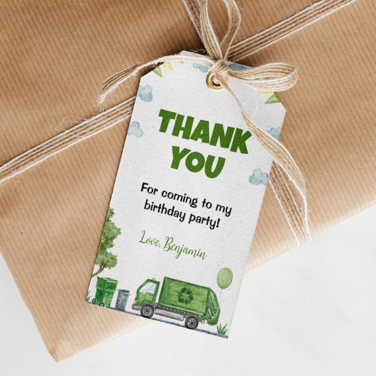 Trash Garbage Truck Birthday Dank je Label Cadeaulabel