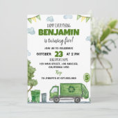 Trash Garbage Truck Birthday Invitation Kaart (Staand voorkant)