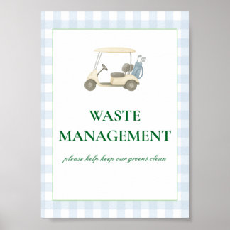 Trash kan golfthema ondertekenen poster