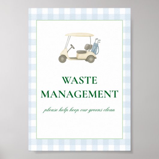 Trash kan golfthema ondertekenen poster (Voorkant)