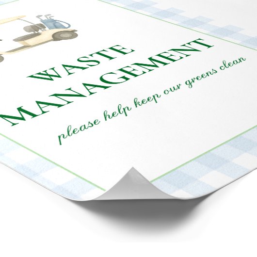 Trash kan golfthema ondertekenen poster (Hoek)