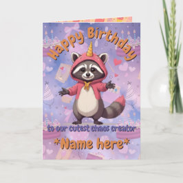 Trash Panda - Birthday Card - customizable name Kaart