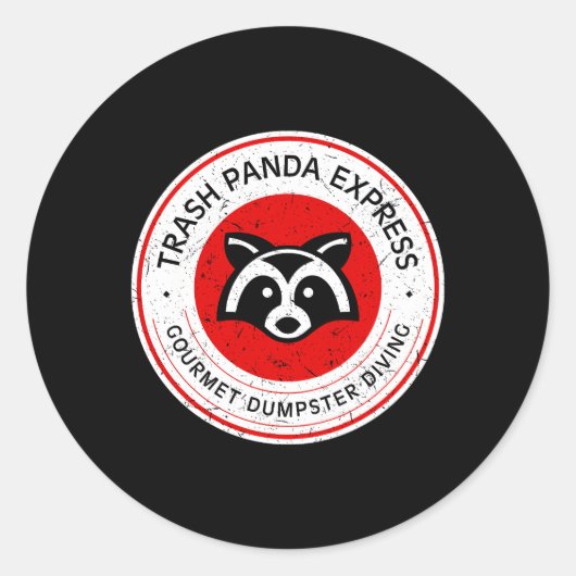 Trash Panda Gourmet Dumpster Diving Express Ronde Sticker (Voorkant)