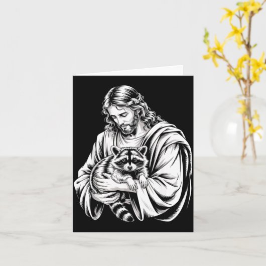 Trash Panda Jesus Raccoon Trashed Racoon Animal Ra Kaart (Gele Bloem)