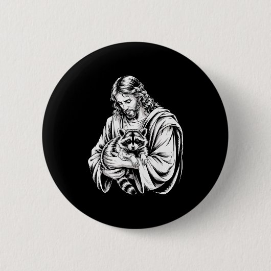 Trash Panda Jesus Raccoon Trashed Racoon Animal Ra Ronde Button 5,7 Cm (Voorkant)