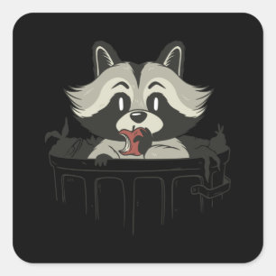 Trash Panda Raccoon die vuilnis eten Gift Vierkante Sticker