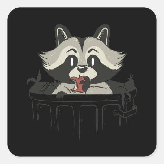 Trash Panda Raccoon die vuilnis eten Gift Vierkante Sticker (Voorkant)