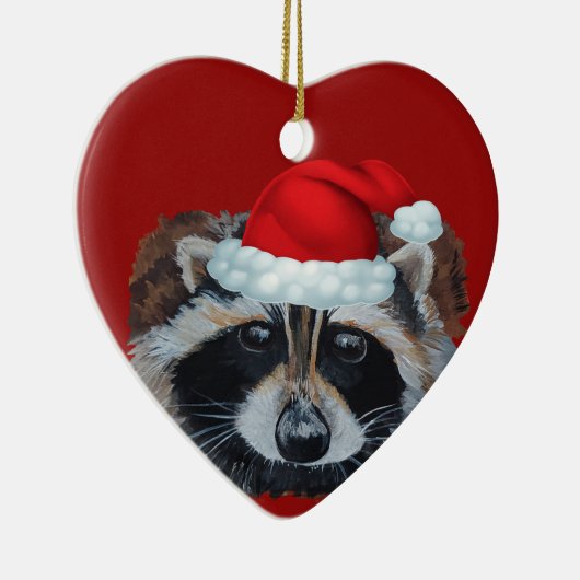 Trash Panda Raccoon Santa Hat Keramisch Ornament (Rechts)