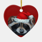 Trash Panda Raccoon Santa Hat Keramisch Ornament (Voorkant)