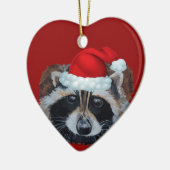 Trash Panda Raccoon Santa Hat Keramisch Ornament (Links)