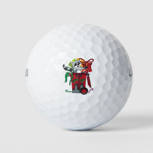 Trash panda santa claus kerstcadeaus racoon golfballen (Voorkant)