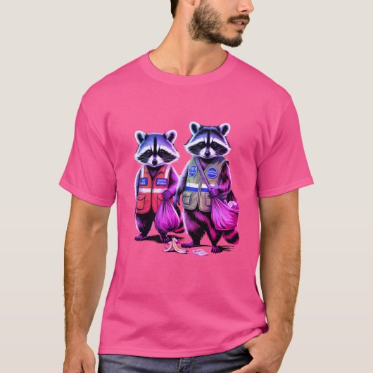 Trash Pandas: Neon getint dynamisch duo T-shirt (Voorkant)