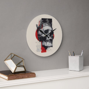 Trash Polka Kroon Schedel Rood Zwart Grunge Grote Klok