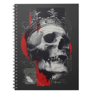 Trash Polka Kroon Schedel Rood Zwart Grunge Notiti Notitieboek