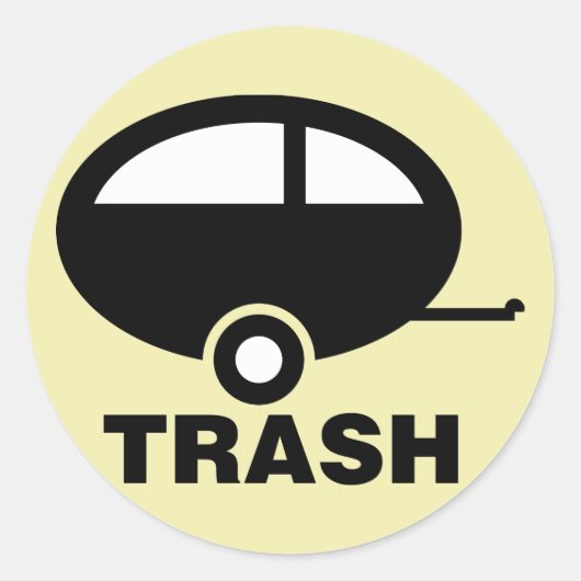Trash ~ RV Travel Camping Ronde Sticker (Voorkant)