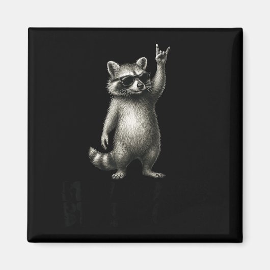 Trash Shades DJ Panda Raccoon Rock Magneet (Voorkant)