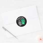 Trash Talk Funny Garbage Bin Pun Dark BG Ronde Sticker (Envelop)