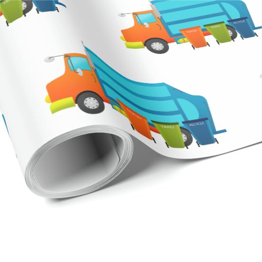 Trash Truck and Garbage Can Kinder Cadeaupapier (Rol Hoek)