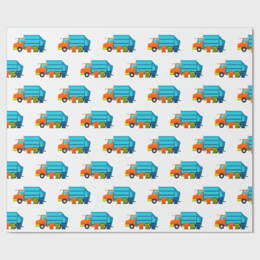 Trash Truck and Garbage Can Kinder Cadeaupapier (Vlak)
