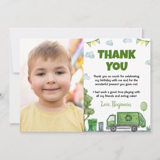 Trash Truck Birthday Foto bedankt (Voorkant)