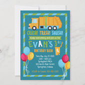 Trash Truck Birthday Invitation Kaart (Voorkant)