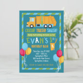 Trash Truck Birthday Invitation Kaart (Staand voorkant)