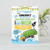 Trash Truck Pool Party Summer Splash Birthday Kaart (Staand voorkant)