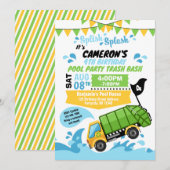 Trash Truck Pool Party Summer Splash Birthday Kaart (Voorkant / Achterkant)