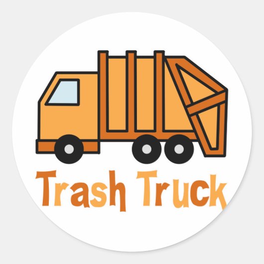 Trash Truck Ronde Sticker (Voorkant)
