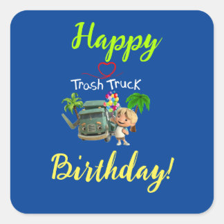 Trash Truck Vierkante Sticker