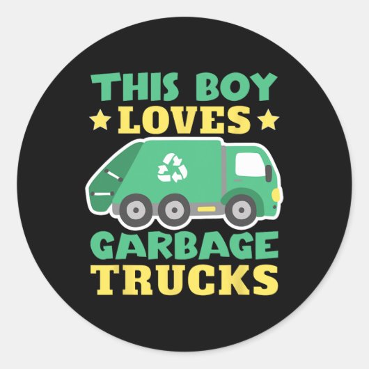 Trash Trucks Peuter Garge Truck Kinder Ronde Sticker (Voorkant)