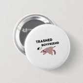 Trashed Boyfriend, Funny Trashed Panda Couples Pre Ronde Button 5,7 Cm (Voorkant /achterkant)