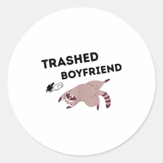 Trashed Boyfriend, Funny Trashed Panda Couples Pre Ronde Sticker (Voorkant)
