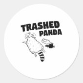 Trashed Panda, Funny Drunk Raccoon, Funny Trash Pa Ronde Sticker (Voorkant)