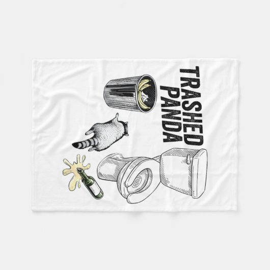 Trashed Panda, Funny Drunk Raccoon, Trash Panda Hu Fleece Deken (Voorkant (Horizontaal))