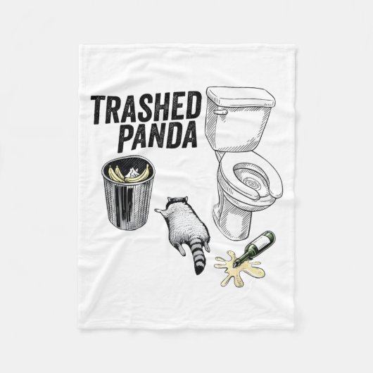 Trashed Panda, Funny Drunk Raccoon, Trash Panda Hu Fleece Deken (Voorkant)