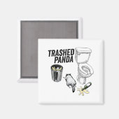 Trashed Panda, Funny Drunk Raccoon, Trash Panda Hu Magneet (Voorkant / Achterkant)