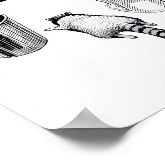 Trashed Panda, Funny Drunk Raccoon, Trash Panda Hu Poster (Hoek)